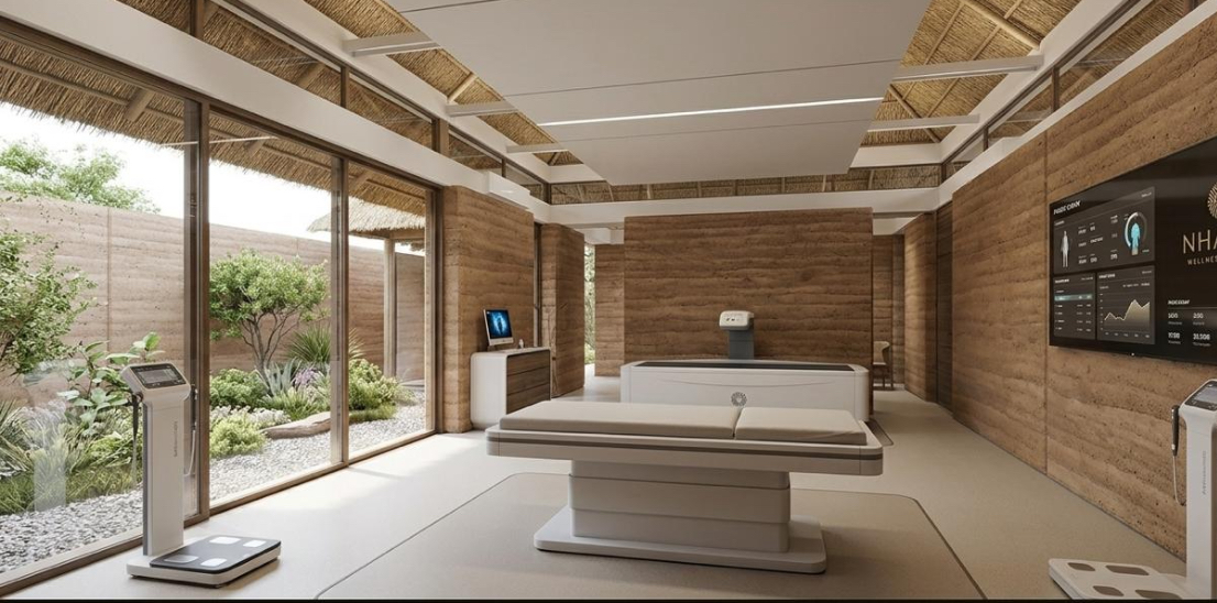 Zende diagnostics suite — advanced body composition and imaging in a calm, light-filled room